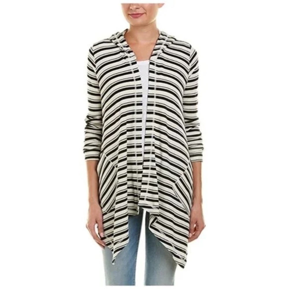 Splendid Striped Hooded Drape Cardigan